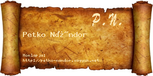 Petko Nándor névjegykártya