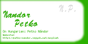 nandor petko business card